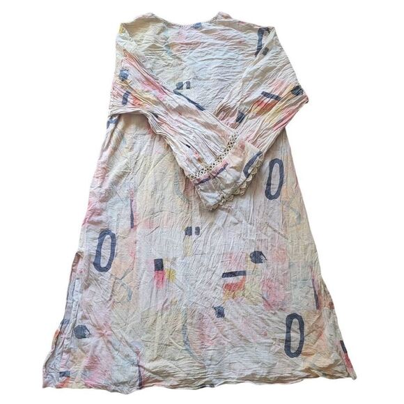 ETHNC Kurta Salwar Set Abstract Art Print Lace Shell Linen Cotton Flowy - Picture 3 of 9